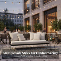 Weather Resistant Woven Rope Patio Set Rust-Proof Frame Woven Rope Back Loveseat High-Density Cushion Outdoor Furniture Waterproof Material for Hospitality Businesses, Business Owners, Terrace, Balcony, Backyard, Porch