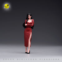 1/18/24 Long Dress Woman with Arms Crossed, Hand-Painted Resin Figure for Miniature Scene