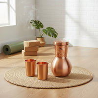 Copper Water Jug Set Snug Lid Copper Jug Set Narrow Neck Servingware