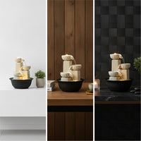 3-Tier Desktop Water Feature Small Tabletop Water Feature with Tranquil for Desk
