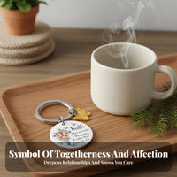 Marigold Locket Keychain Sentimental Gift Stainless Steel Keychain with Ornament