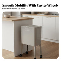 High-Footed Trash Can No-Bend Design Kitchen Trash Can with Wheels Rolling Waste Sorting Bin Large Capacity Rolling Sorting Bin