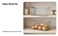 Stackable Wire Basket Set Mesh Bottom Stackable Grid Container Rust-Resistant