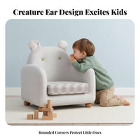 Removable and launderable Cover CreatureThemed Loveseat Cute Cartoon Design kids' Furniture durable Wood Frame children's Seating Easy to Clean for Toddlers, Preschoolers, Parents, Kindergarten, Daycare, Playroom, storytime corner