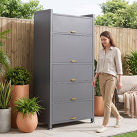 Steel Storage Cabinet Waterproof Cabinet with Flip-down Doors Weatherproof Freestanding Outdoor Locker for Homeowners, Gardeners, Balcony, Patio, Yard