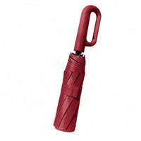 Waterproof Automatic Folding Umbrella Fiberglass Ribs Hook Handle Umbrella Black-Coated Weather Accessory