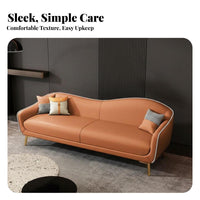Compact Size 2-Seater Couch Modern Design Curved Back Settee Easy to Clean Loveseat High-Density Foam Cushion for Apartment Dwellers, Business Owners, Homeowners, Small Areas, Bedroom, Pale Ice, Reception Area