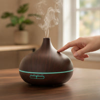 Wood-Grain Essential Oil Dispenser USB-Powered Dispenser Compact High-Frequency Humidifier with LED Light Long-Lasting for Bedroom, Office Desk