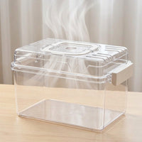 Portable Hamster Carrier and Cage, Full Transparent Acrylic Habitat with Handle, Portable Carrier for Dwarf Gerbils Mice Travel, Various Sizes