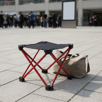 2 Pieces Space Saving Aluminum Foldable Stool Quick Setup Portable Camping Stool Long-Lasting Lightweight Camping Seat Carry Bag Included for Queueing