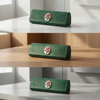 Eyeglasses Case with Leatherette Exterior Rectangular Glasses Storage Case Clamshell for Travel, Frequent Use