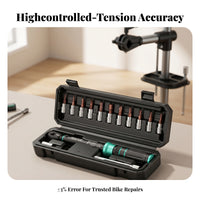 Hard Storage Case Mini Cycle Tightening Force Wrench 2.5-30 Nm 1/4 Inch Drive Tightening Force Wrench Set Knurled Grip Cycle Repair Kit Driver Bits