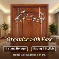 Metal Heavy Duty Bedroom Door Hooks for Hanging Organizer, Decorative Bird Design Iron for Bathroom