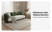 Soft Texture Curved Boucle Settee space-saving Size Modern Curved Sofa luxurious Comfort Loveseat Minimalist aesthetic for Small Space Owners, Apartment Dwellers, Reception Area, salon, Living Room, Office