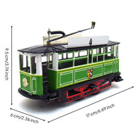 Hand-Cranked Trams Vintage-Style Tinplate Trams Decorative Streetcars for Shop Interior