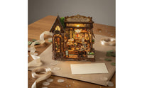 Tiny Coffee Shop Model Easy Assembly DIY Miniature House Detailed Instructions Assembled Dollhouse Scene for Desk