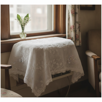 Embroidered Cotton Appliance Dust Cover with Lace Trim