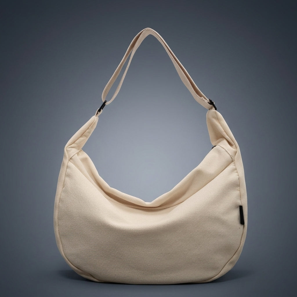 Travel Bag and Soft Shoulder Bag for Women, Large Canvas Work Bag for Shopping, Unique Dumpling Shape with Polyester Lining