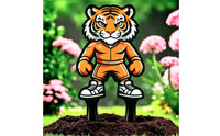 Outdoor Animal Silhouette Stake Whimsical Metal Garden Ornament Decorative Yard Art Colorful for Gardeners, Courtyard
