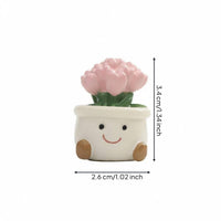 Car Dashboard Decor Compact Size Cute Potted Plant Doll Colorful Small Bloom Pot Figurine