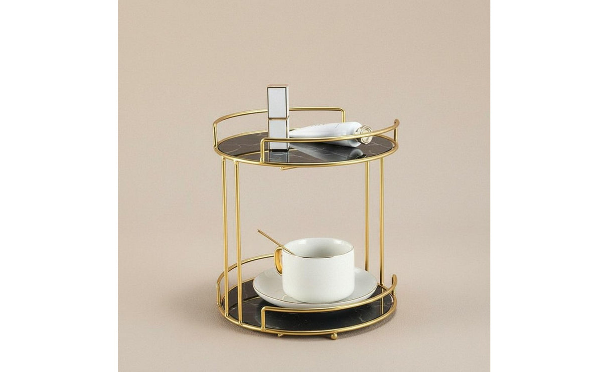 Space-Saving 2-Tier Makeup Organizer Multi-Functional 2 Tier Cosmetic Organizer Elegant Design Nordic Design Desktop Shelf Versatile for Dressing Table