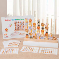 Wooden Bead Sequencing Toy Educational Bead Game with Pattern Cards Animal Matching Game Educational Wooden Stacking Toy STEM
