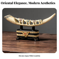 Light Luxury Design Faux Tusk Sculpture Artistic Craft Chinese Design Tusk Decoration for Feng Shui Enthusiasts, Entryway, Wine Cabinet
