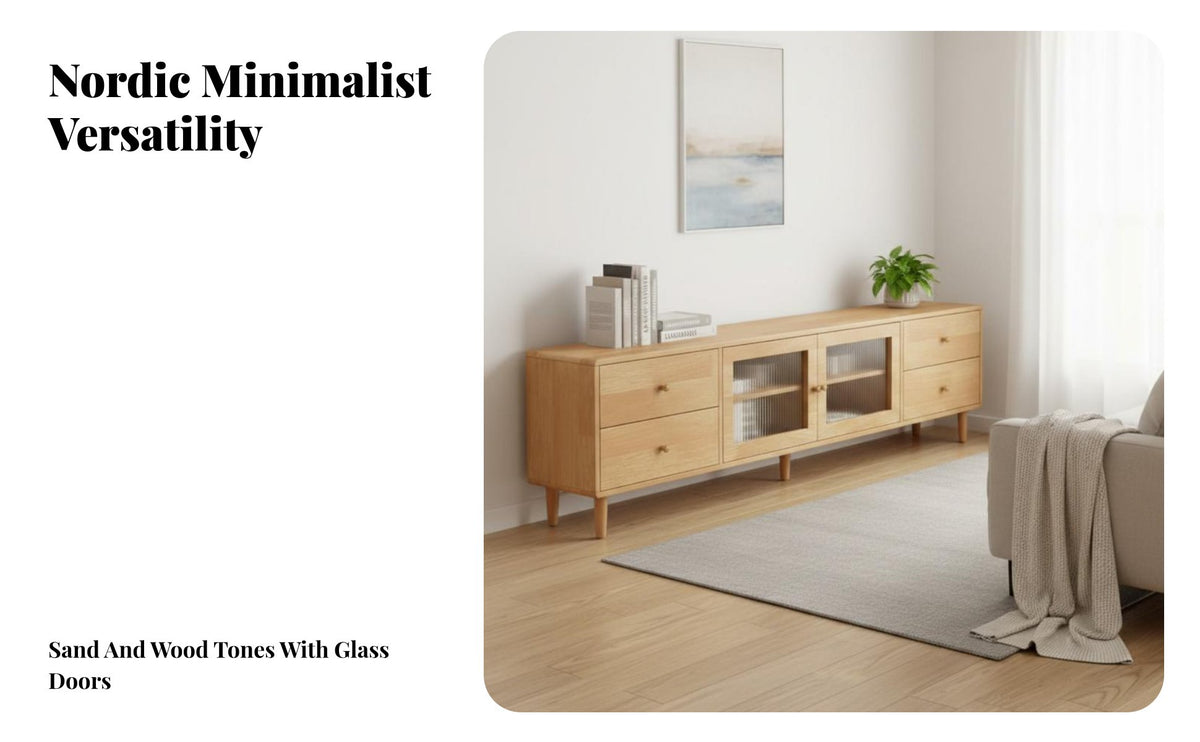 TV Stand and Side Cabinet Set Slim Design Media Console Space-Saving Storage Furniture for Families, Homeowners, Living Room, Small Spaces, Bedroom