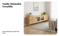 TV Stand and Side Cabinet Set Slim Design Media Console Space-Saving Storage Furniture for Families, Homeowners, Living Room, Small Spaces, Bedroom