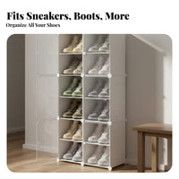 Space Saving Transparent Shoe Cabinet Large Capacity Stackable Shoe Box Dustproof Sneaker Display Case Heavy Duty for Adults, Entryway, Closet, Bedroom, Living Room