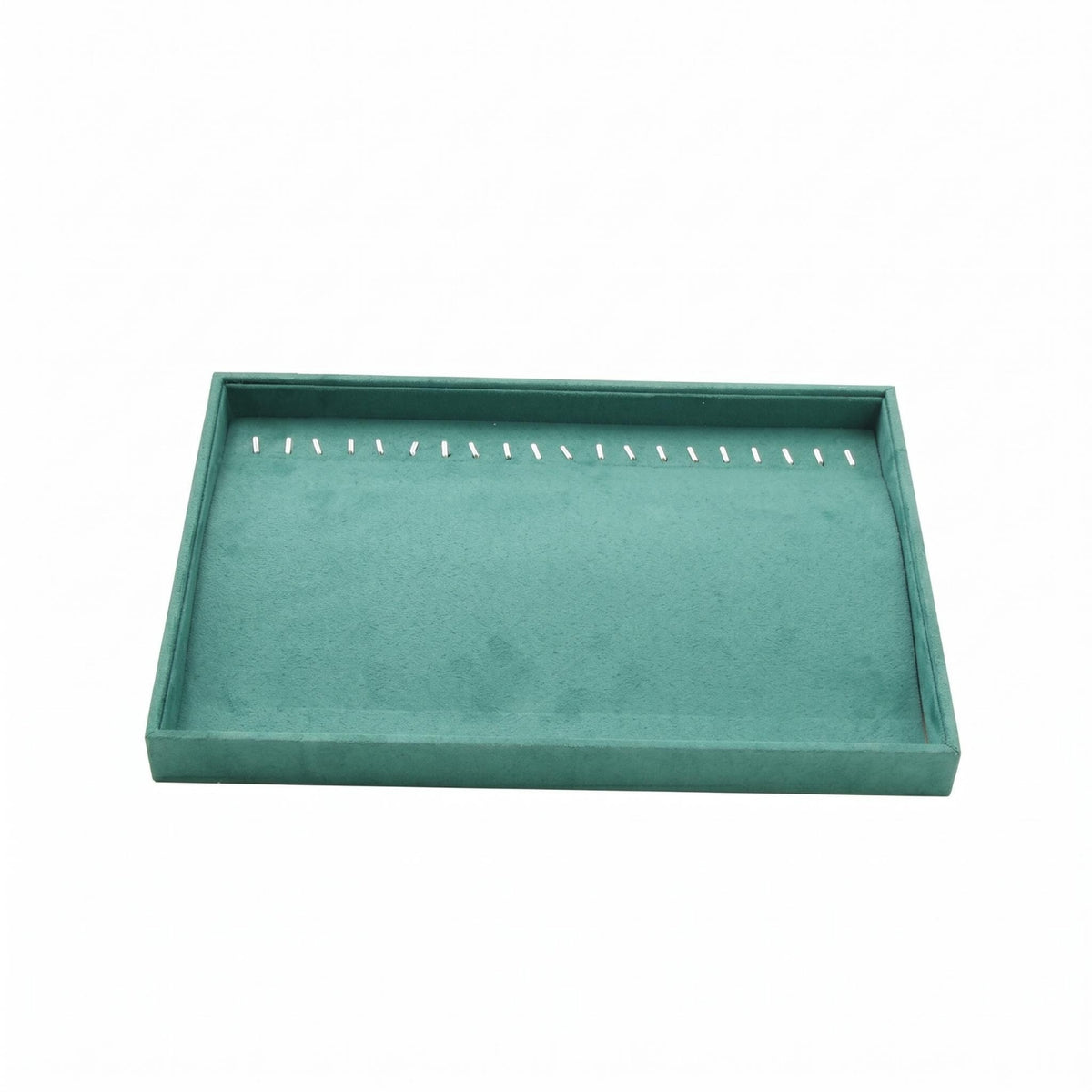 Green Jewelry Display Tray Flocked Velvet Jewelry Tray Rectangular Accessory Storage Raised Rim