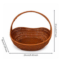 Boat-Shaped Basket with Handle Farmhouse Woven Basket with Handle Open-Top for Kitchen, Dining Table, Weddings