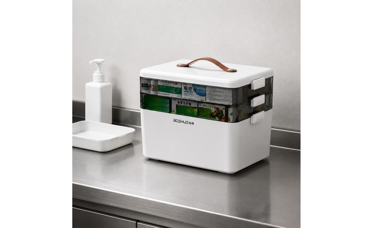 Large Capacity Medicine Storage Box Easy to Organize Multi-Layer Medicine Organizer Long-Lasting Plastic Medication Organizer Portable Handle for Home, Emergency, Health Center