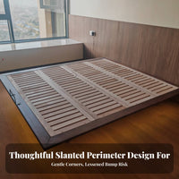 Headboardless Floating Bed Nordic Inspired Illuminated Floating Frame Slatted Base Bedroom Furniture for partners, Adults, Apartment Living, Guest Room
