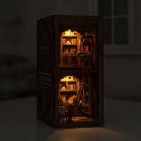 Mini Library Scene DIY Mini Library Scene Kit Woodgrain Decor for Bookshelf