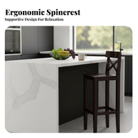 Modern Minimalist Design Counter Stool with spine supportrest Integrated Footrest Bar Chair Stable Wide Base Household Furniture Upholstered Seat for Homeowners, Adults, Business Owners, Restaurant, Kitchen Island, Dining Room, Office