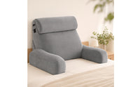 Oversized Bed Backrest Pillow Gray Synthetic Cover Household & Relaxation Item Reading Support Pillow