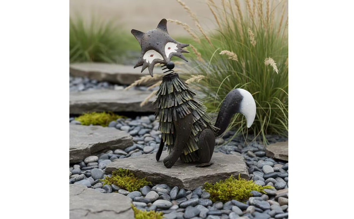 Metal Wildlife Figure Sculpture Metal Canine Figure Figurine Rustic Figurine for Gardeners, Art Collectors, Garden, Patio, Yard