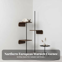 5 Pieces Multi-Level Corner Feline Climbing Set Space-Saving Design Modular Shelf and Perch Set Easy to Install Pet Furniture Scratch-Resistant Cushion for Apartment Dwellers, Indoors, Small Apartments, Living Room, Bedroom