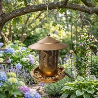 Metal Mesh Bird Feeder Hanging Bird Feeder Rainproof Rust-Resistant for Garden, Patio, Porch