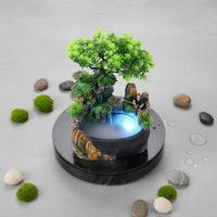 Quiet Operation Rockery Waterfall Fountain Nature Inspired Feng Shui Desktop Fountain Semi-Handmade Feng Shui Water Ornament for Meditation Practitioners, Office, Living Room, Mindfulness Studio