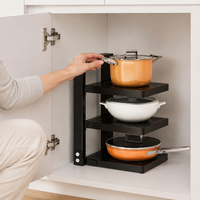 Under Sink Storage Frying Pan Lid Modern Minimalist Kitchen Rack Extendable Organizer Matte Black