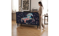 Cabinet with Doors Decorative Floor Cabinet Printed Credenza for Living Room, Entryway