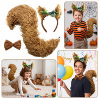 Animal Ears Headband and Tail Set Furry Animal Ears Headband and Tail Set Soft Faux Hair Costume Accessories for Dress Up
