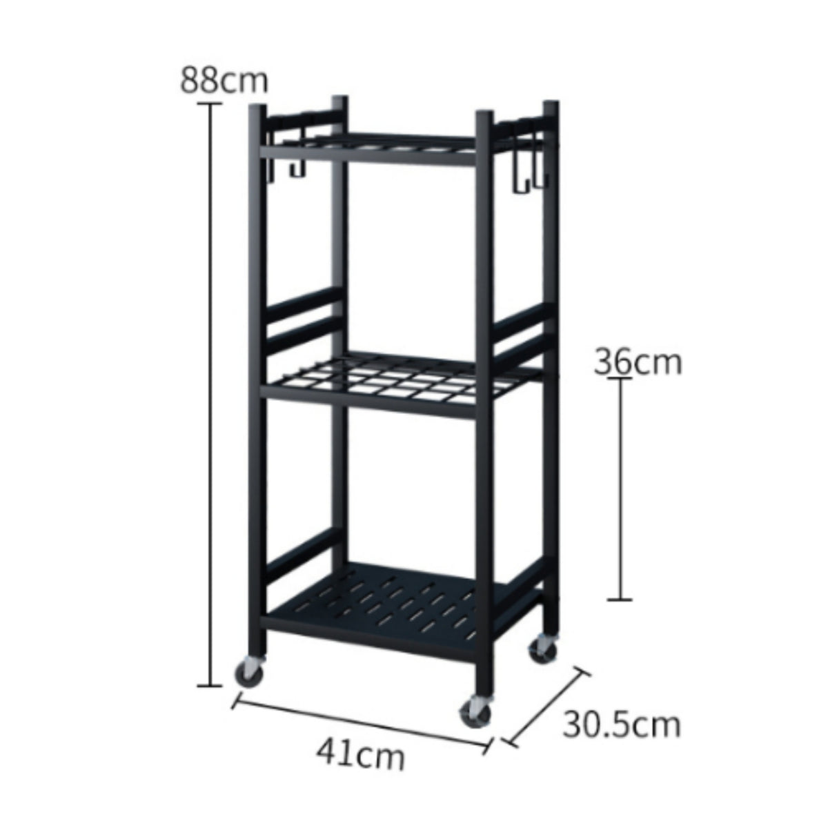 Garden Tool Rack with Wheels Heavy Duty Utility Cart with Hooks Sturdy Furniture for Garage