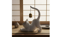 Japanese Design Cat Figurine with Bell Desktop Companion Resin Cat Figurine Fade-Resistant Home Decoration Waterproof for Living Room, Garden