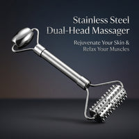 Face Massage Stainless Steel, Metal Facial Lifting with Design, Manual Skincare Roller Set with Velvet Pouch Handheld