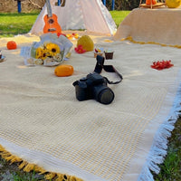 Outdoor Rug and Picnic Blanket for Family Picnic, Polyester Camping Mat with Carry Handle, Waterproof Mat and Beach Blanket, 1020g Weight