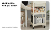Multi-Tier Rolling Shelf With casters Shelving Unit Space Saving for Dorm Room