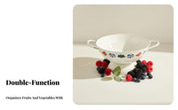 Vintage Design Fruit Basket Retro Design Double Handle Draining Basket Pedestal Fruit Bowl Decorative Footed Colander Bowl